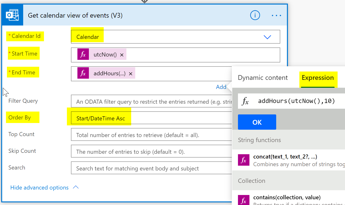 Get Calendar View of Events V3 Parameters