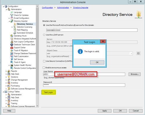 Track-It Credential Screen